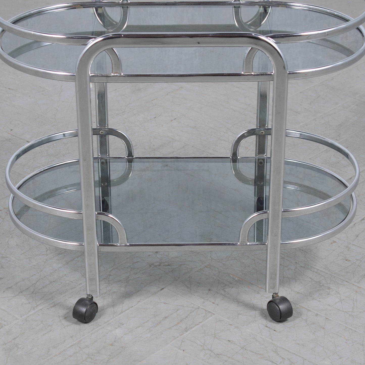 Vintage 1960s Modern Steel and Glass Bar Cart