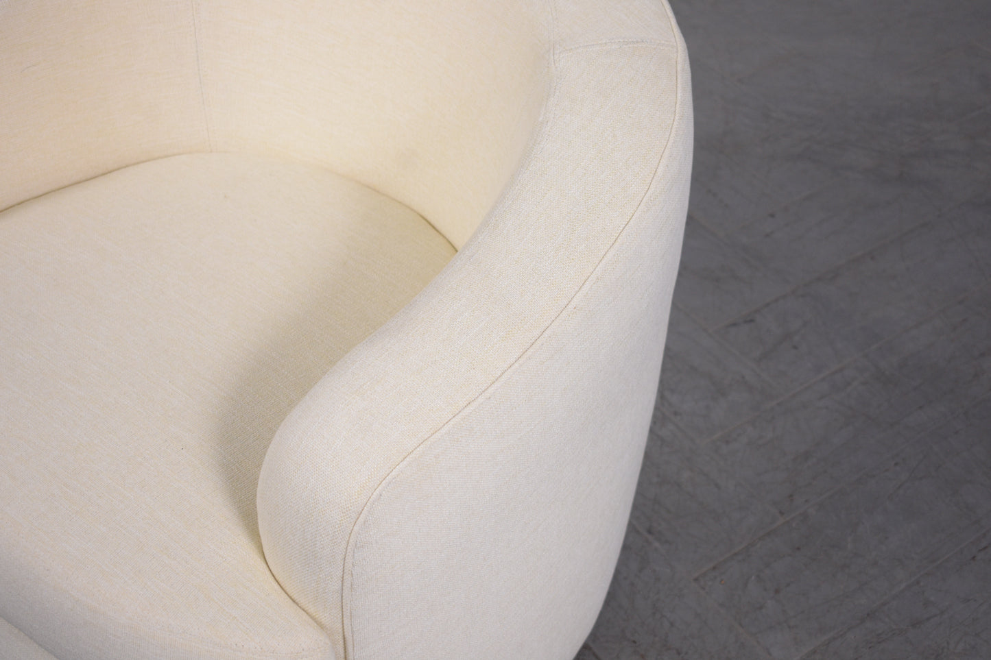 Restored Mid-Century Modern Swivel Chairs with Ivory Upholstery