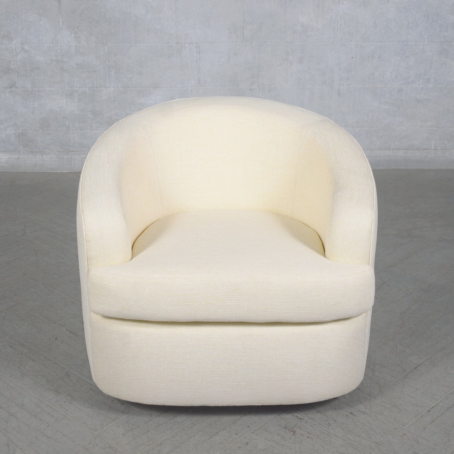 Restored Mid-Century Modern Swivel Chairs with Ivory Upholstery