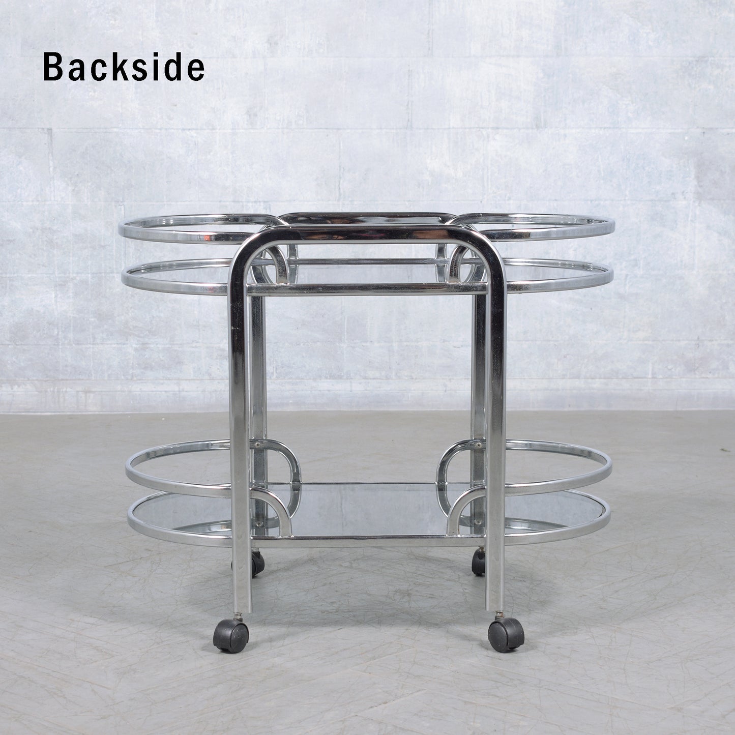 Vintage 1960s Modern Steel and Glass Bar Cart