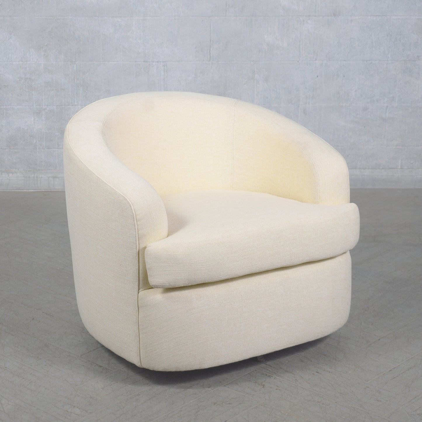 Restored Mid-Century Modern Swivel Chairs with Ivory Upholstery