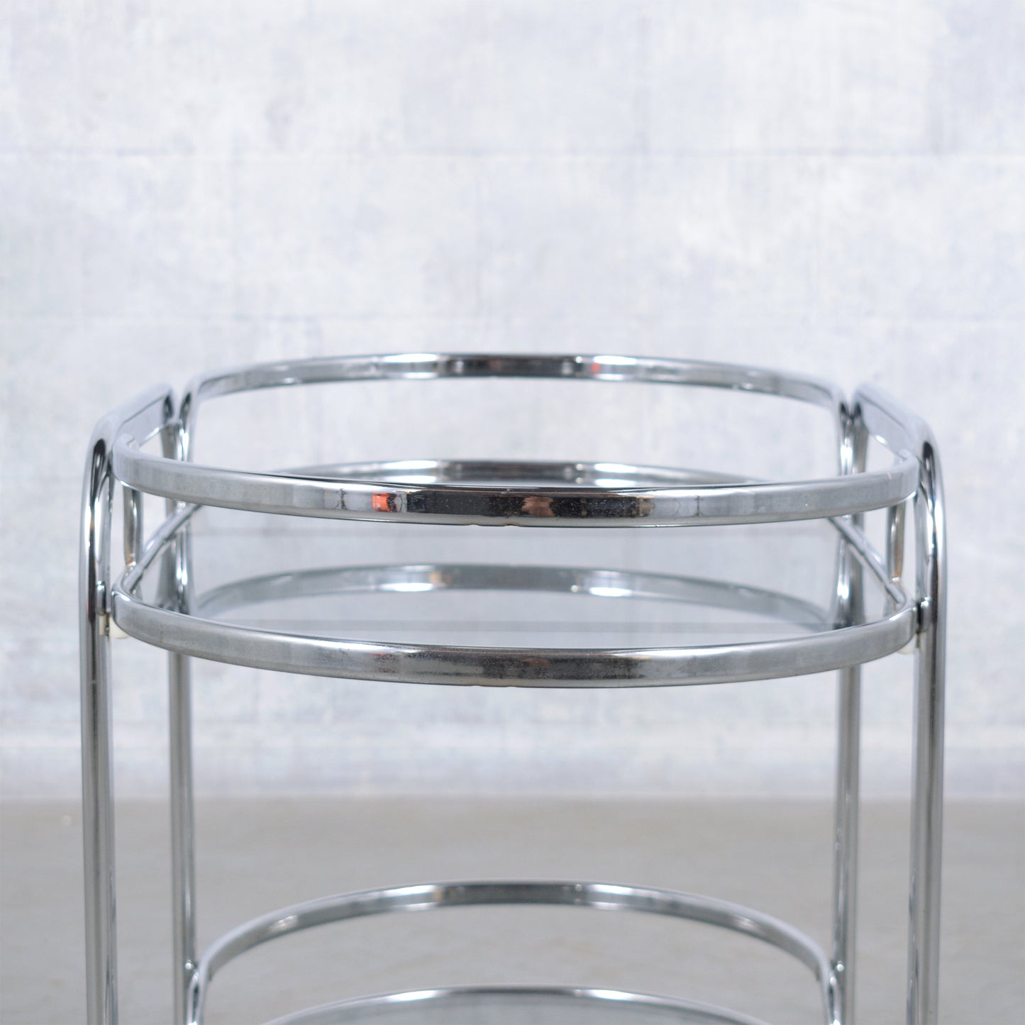 Vintage 1960s Modern Steel and Glass Bar Cart