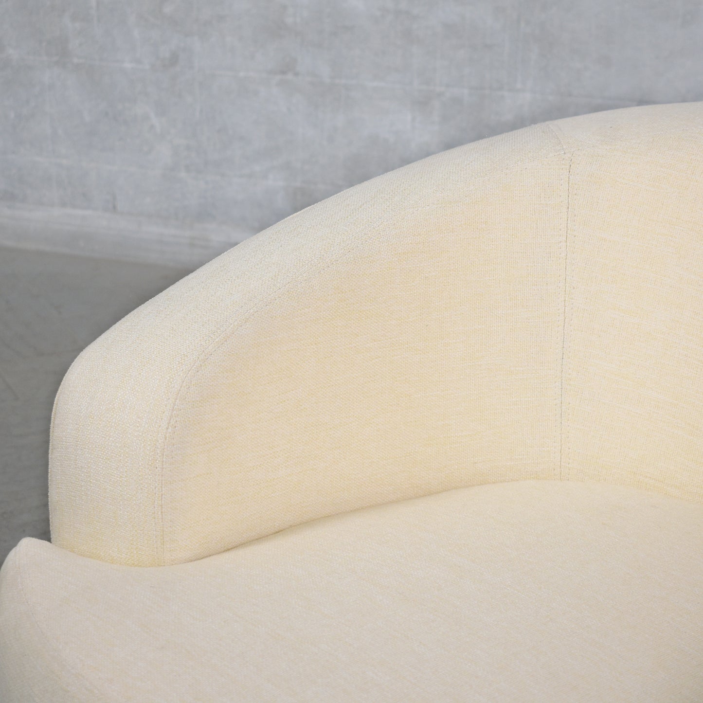 Restored Mid-Century Modern Swivel Chairs with Ivory Upholstery