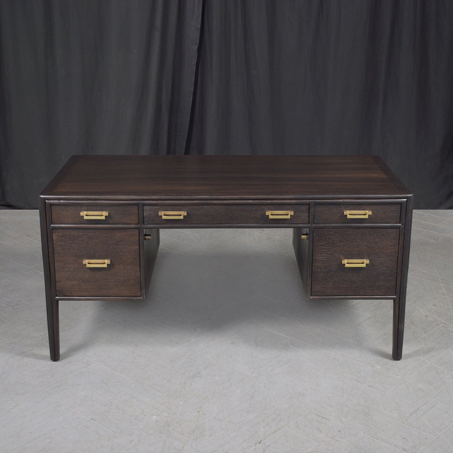 Vintage Dark Brown Mid Century Modern Desk