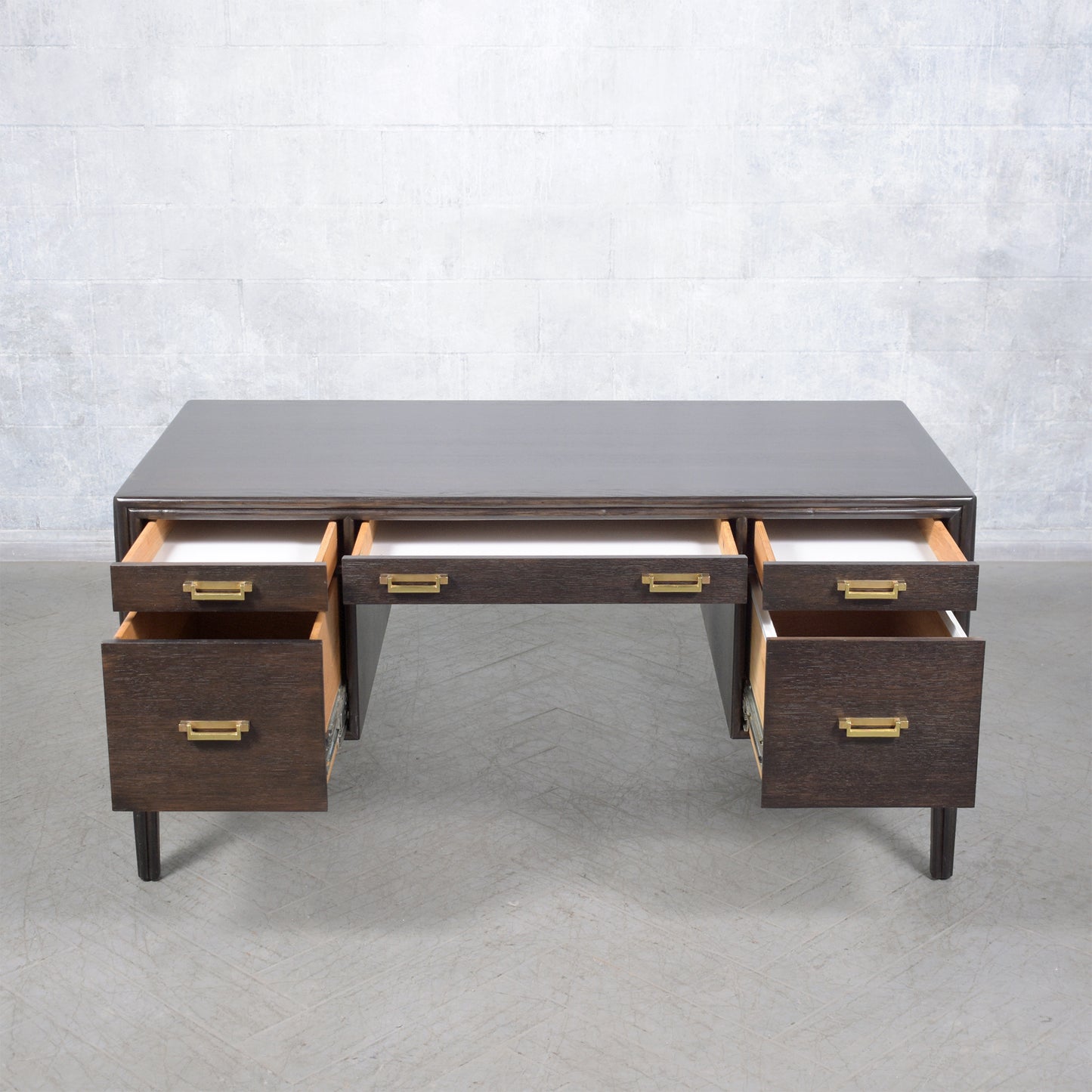 Vintage Dark Brown Mid Century Modern Desk