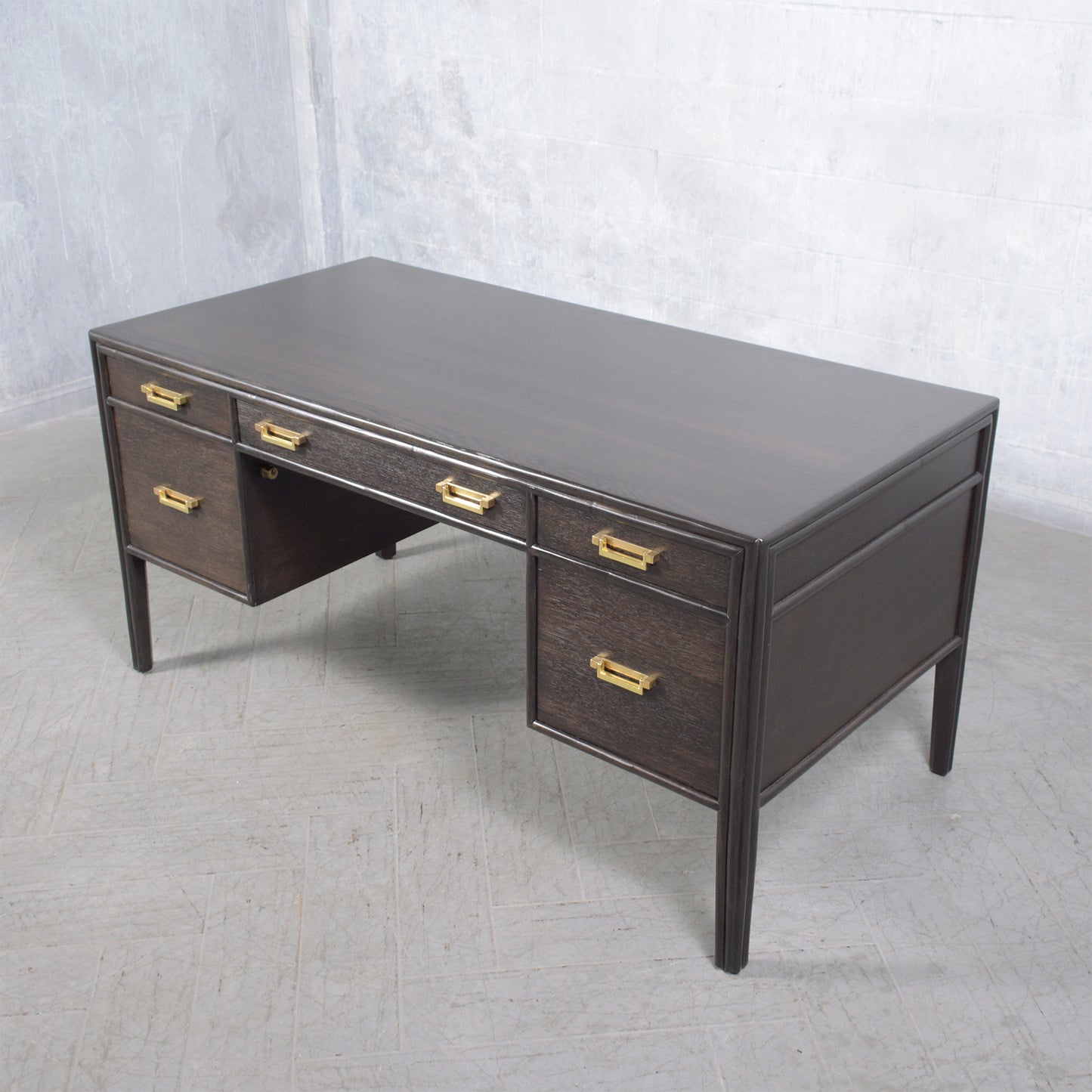 Vintage Dark Brown Mid Century Modern Desk