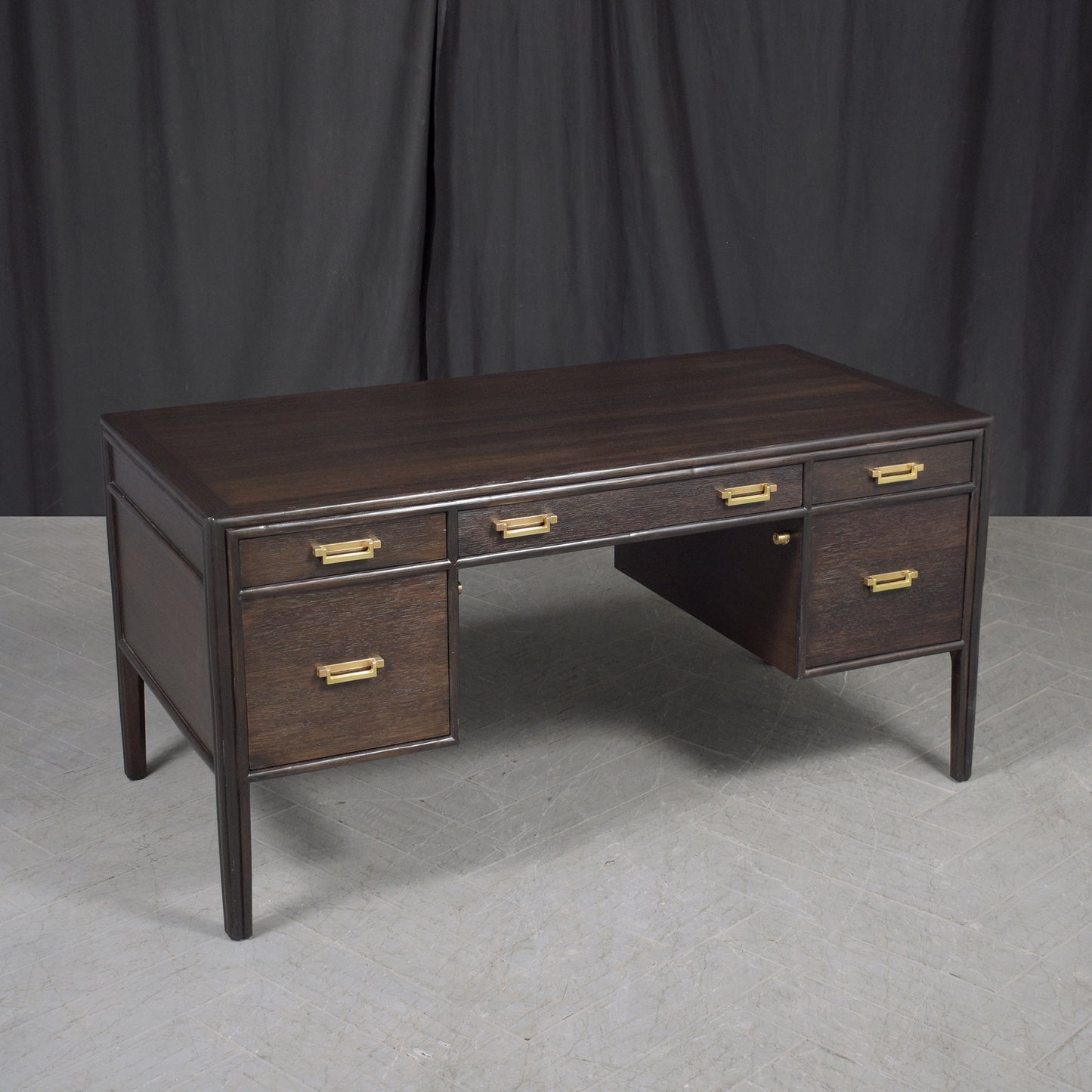 Vintage Dark Brown Mid Century Modern Desk