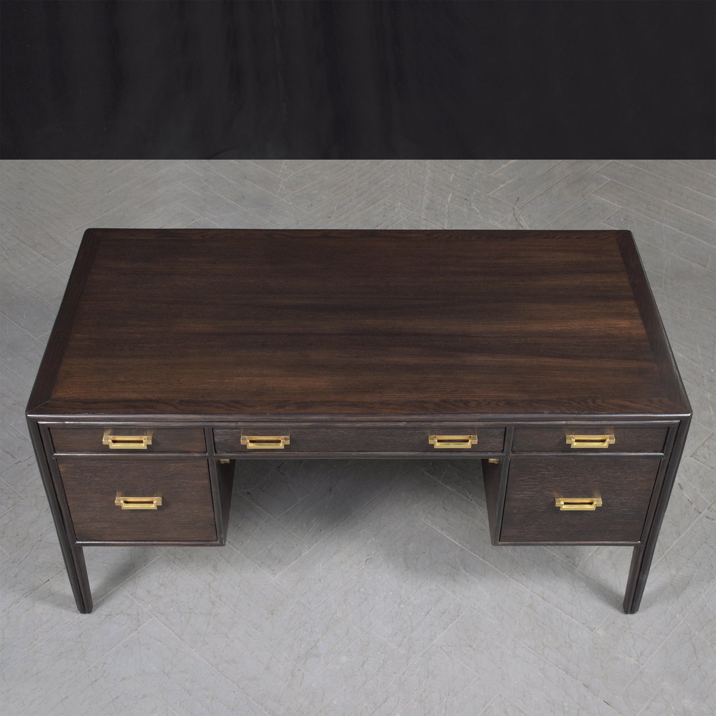 Vintage Dark Brown Mid Century Modern Desk