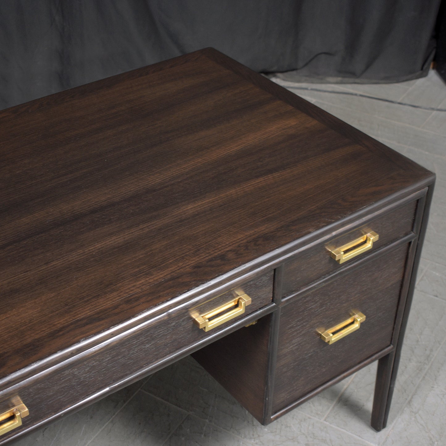 Vintage Dark Brown Mid Century Modern Desk