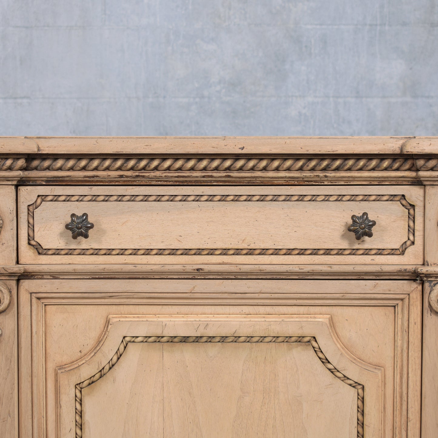 Vintage Italian Baroque Style Bleached Buffet