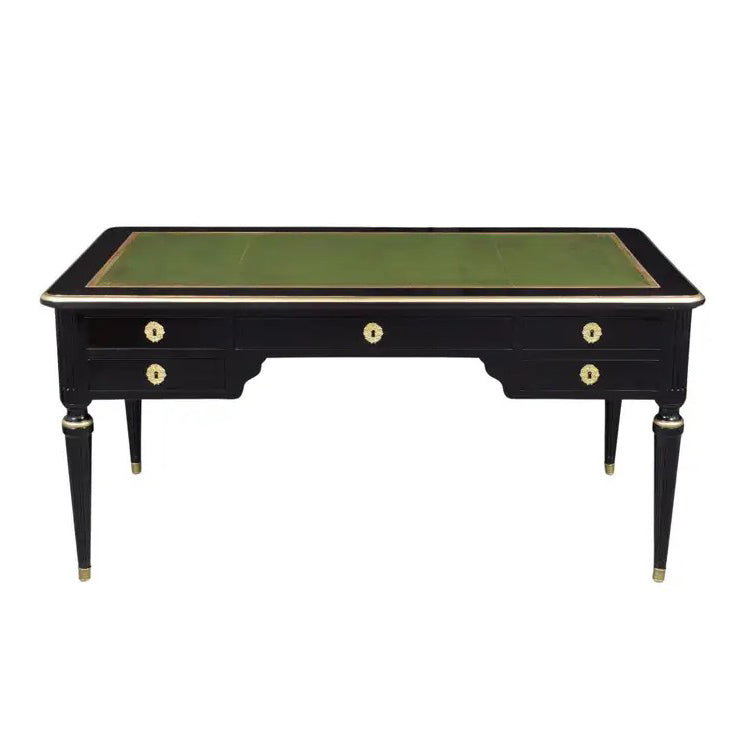 Antique 19th-Century Louis XVI Ebonized Desk with Leather Top