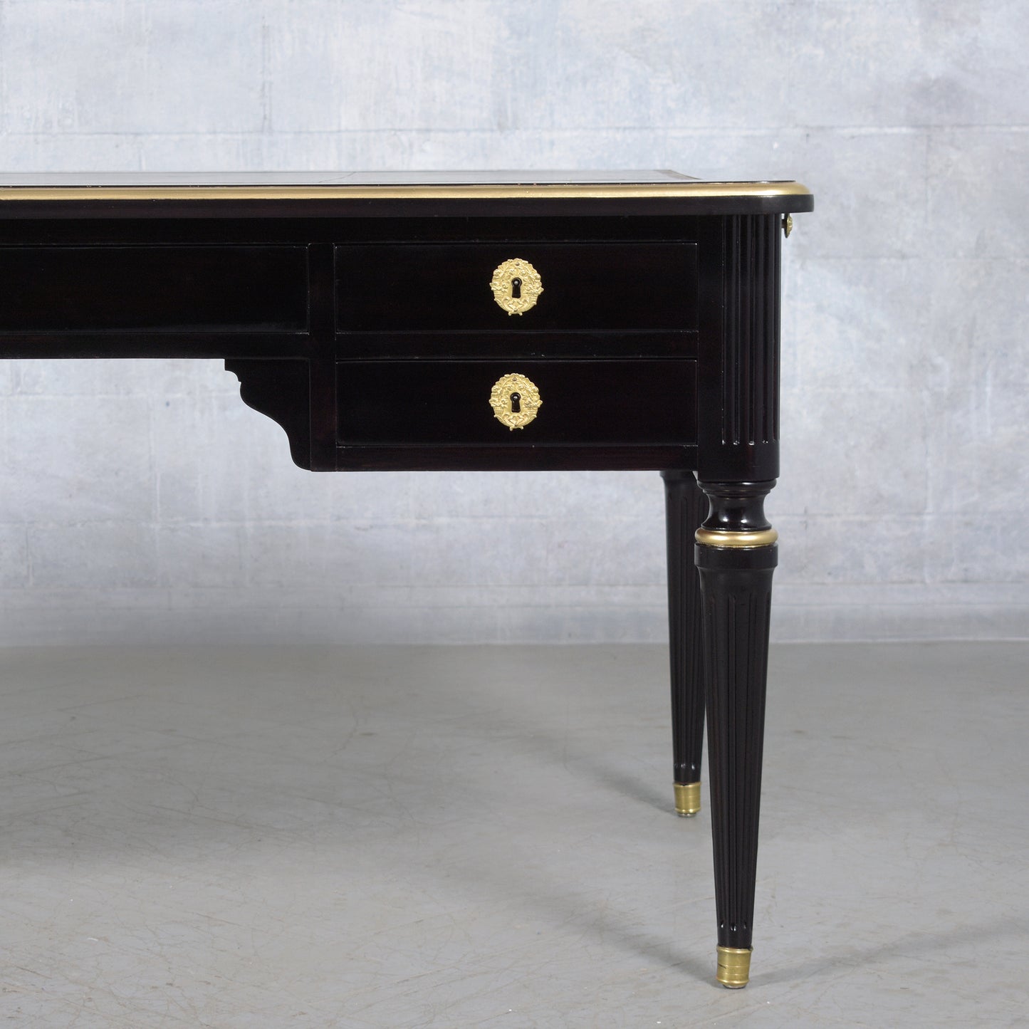 Antique 19th-Century Louis XVI Ebonized Desk with Leather Top