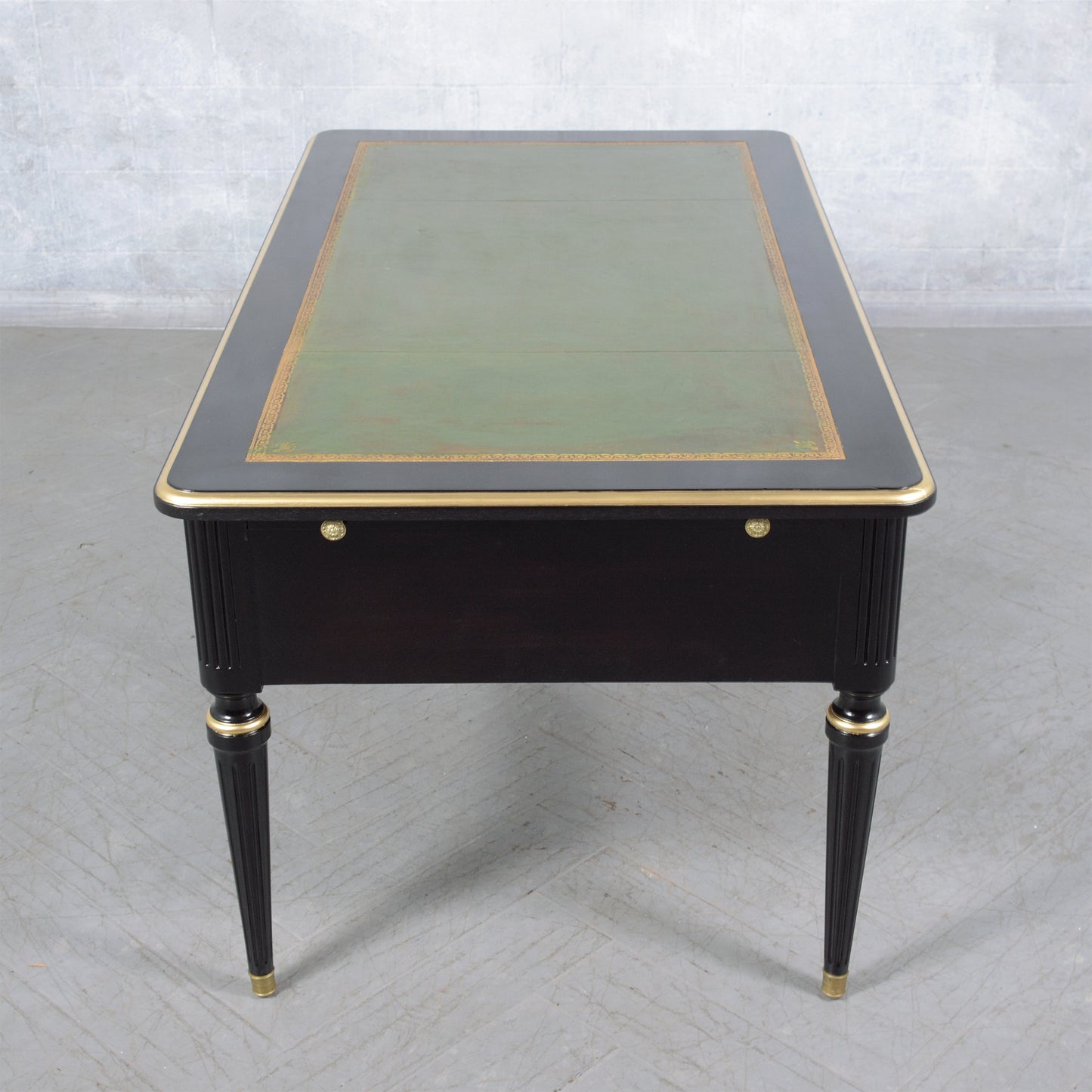 Antique 19th-Century Louis XVI Ebonized Desk with Leather Top