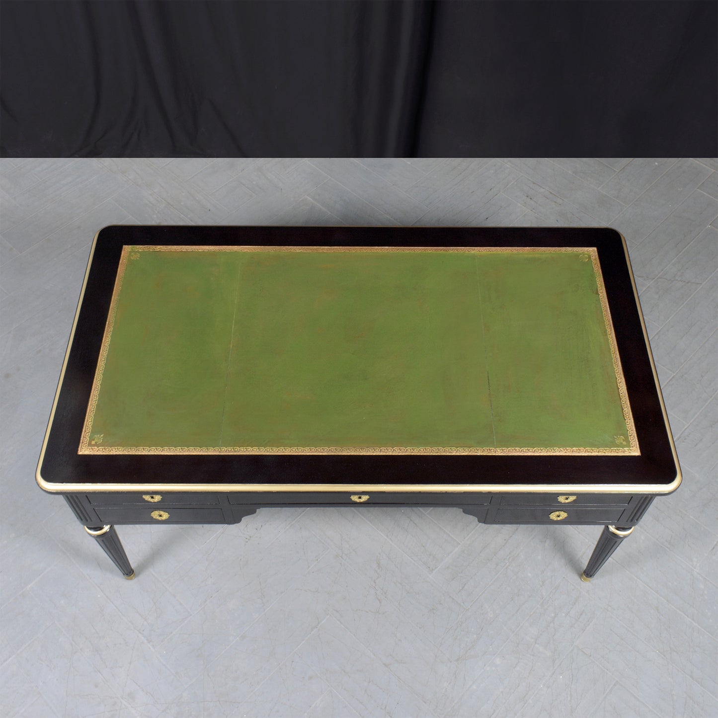 Antique 19th-Century Louis XVI Ebonized Desk with Leather Top