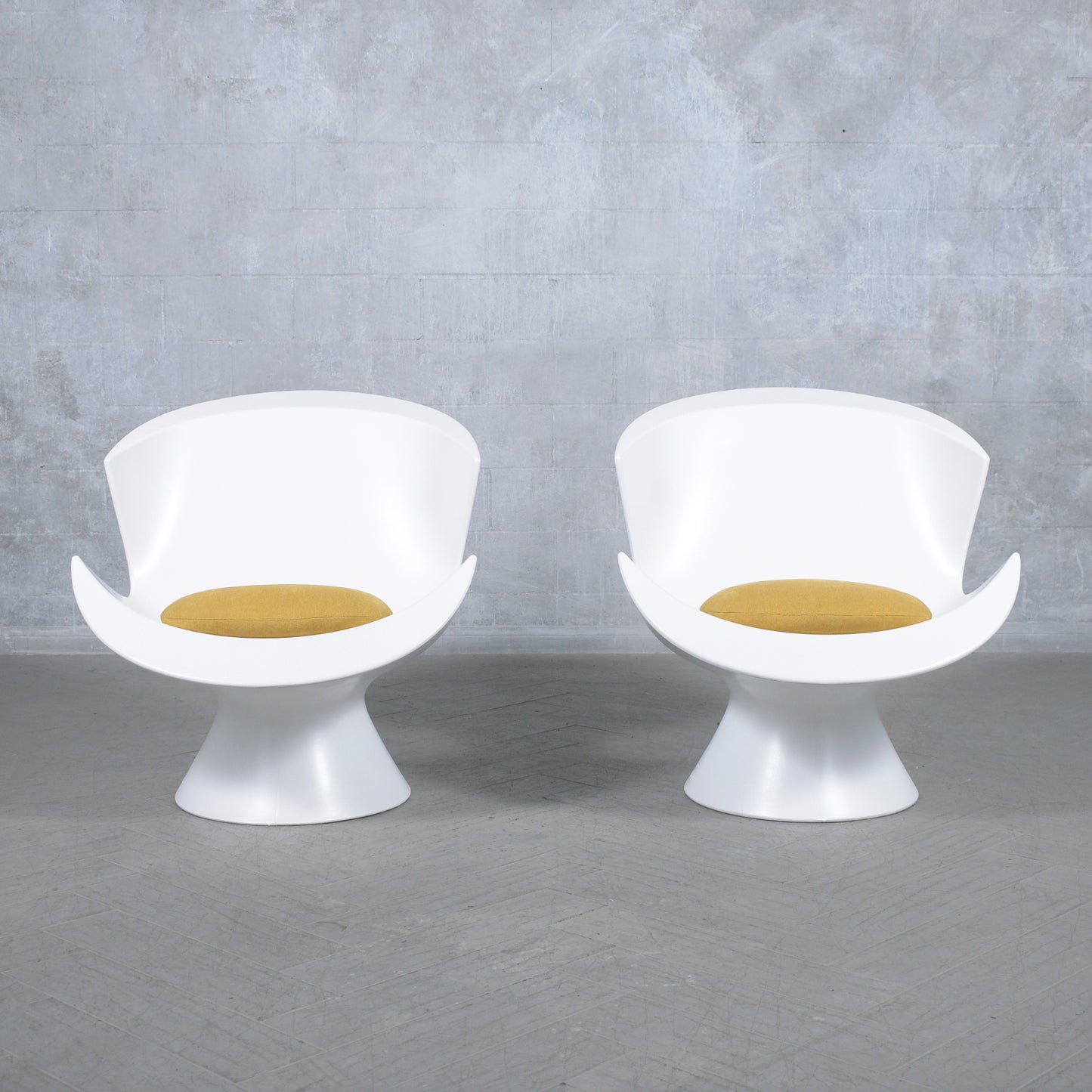 Vintage Post-Modern Lounge Chairs in White Lacquer Finish - Expertly Restored