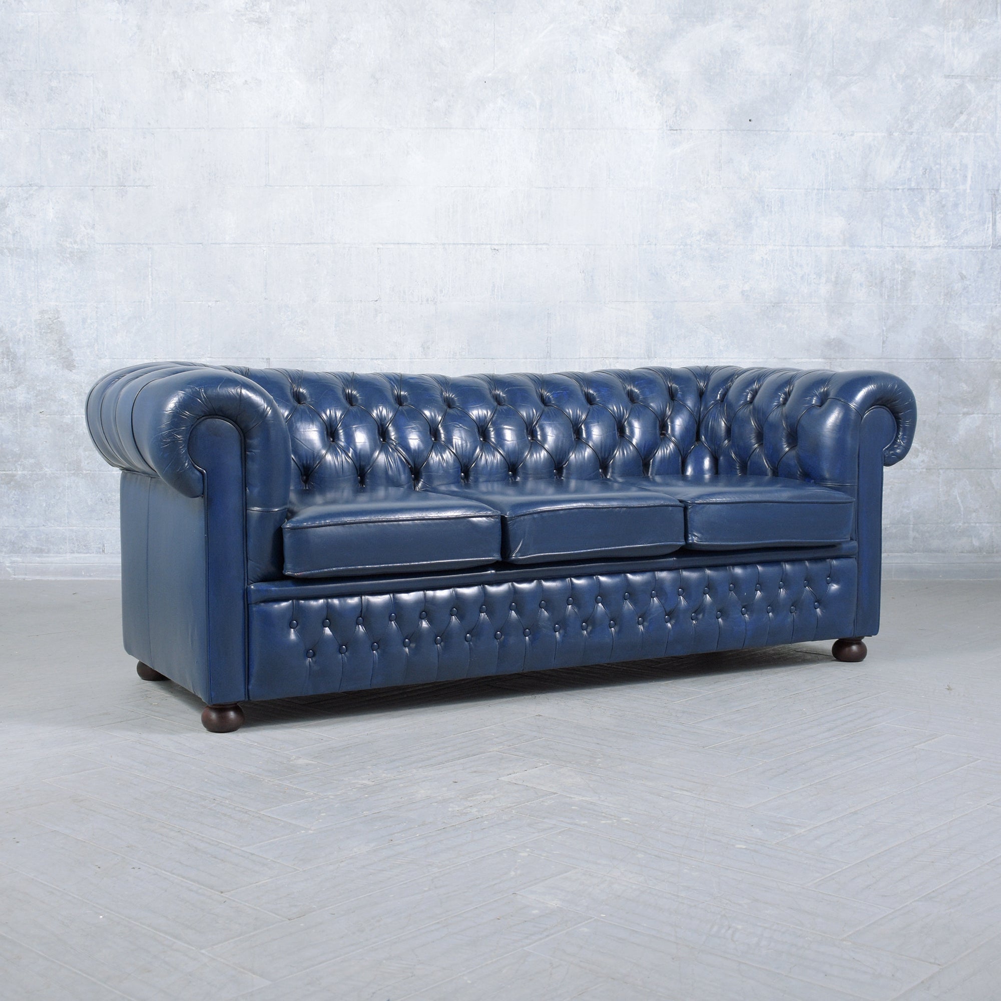 Navy blue 2024 chesterfield chair