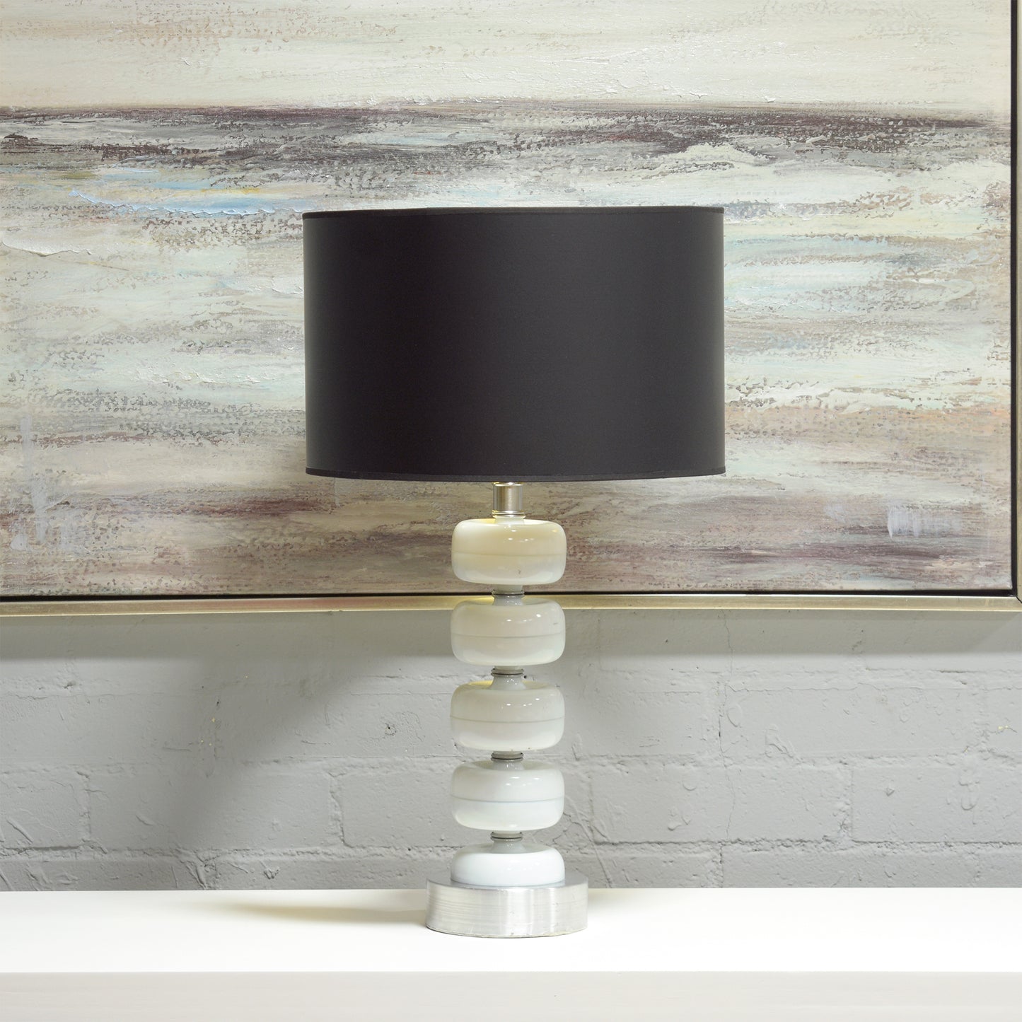 Hand-Crafted Mid-Century Modern Glass & Chrome Table Lamps