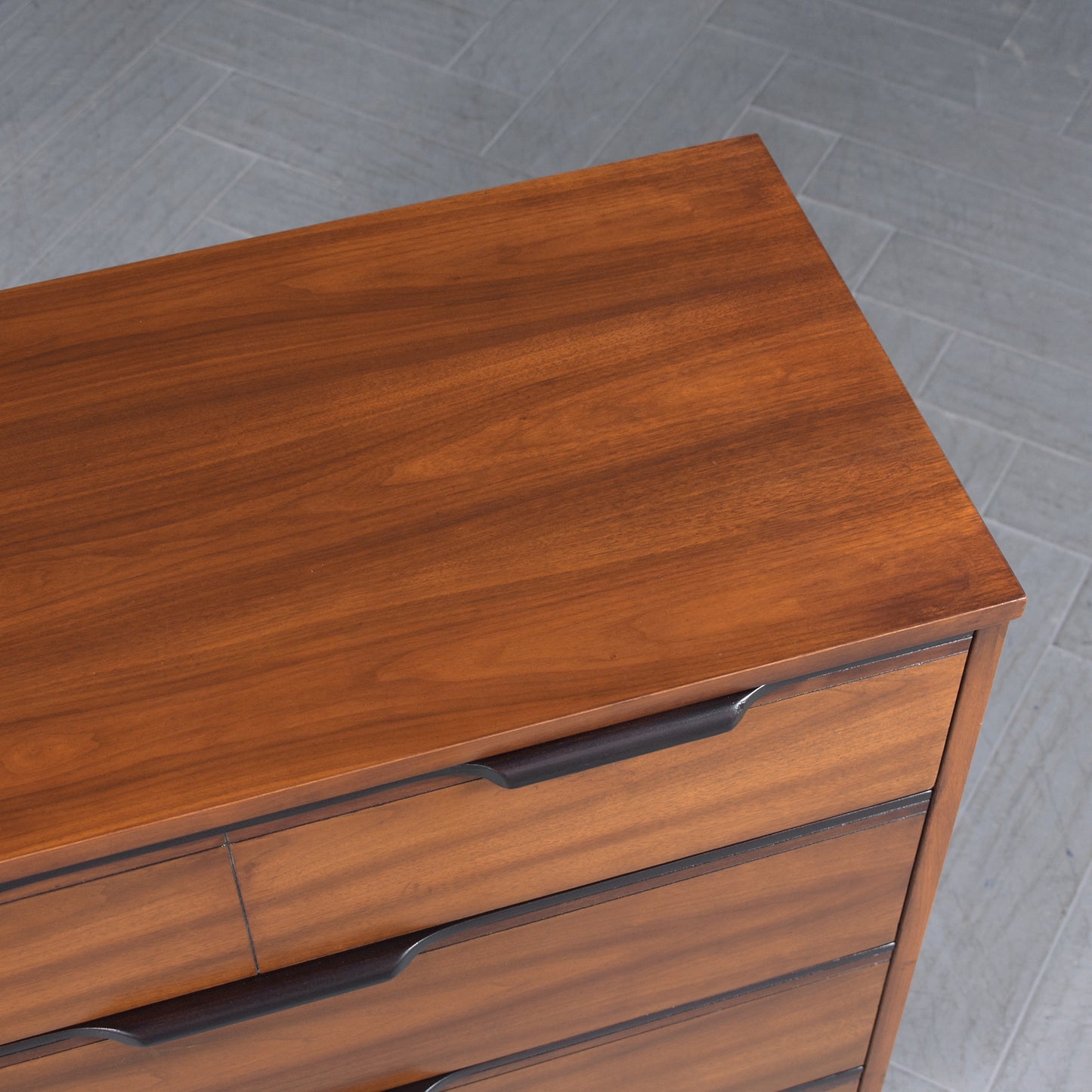 Handcrafted Modern Walnut Dresser: Two-Tone with High-Gloss Finish