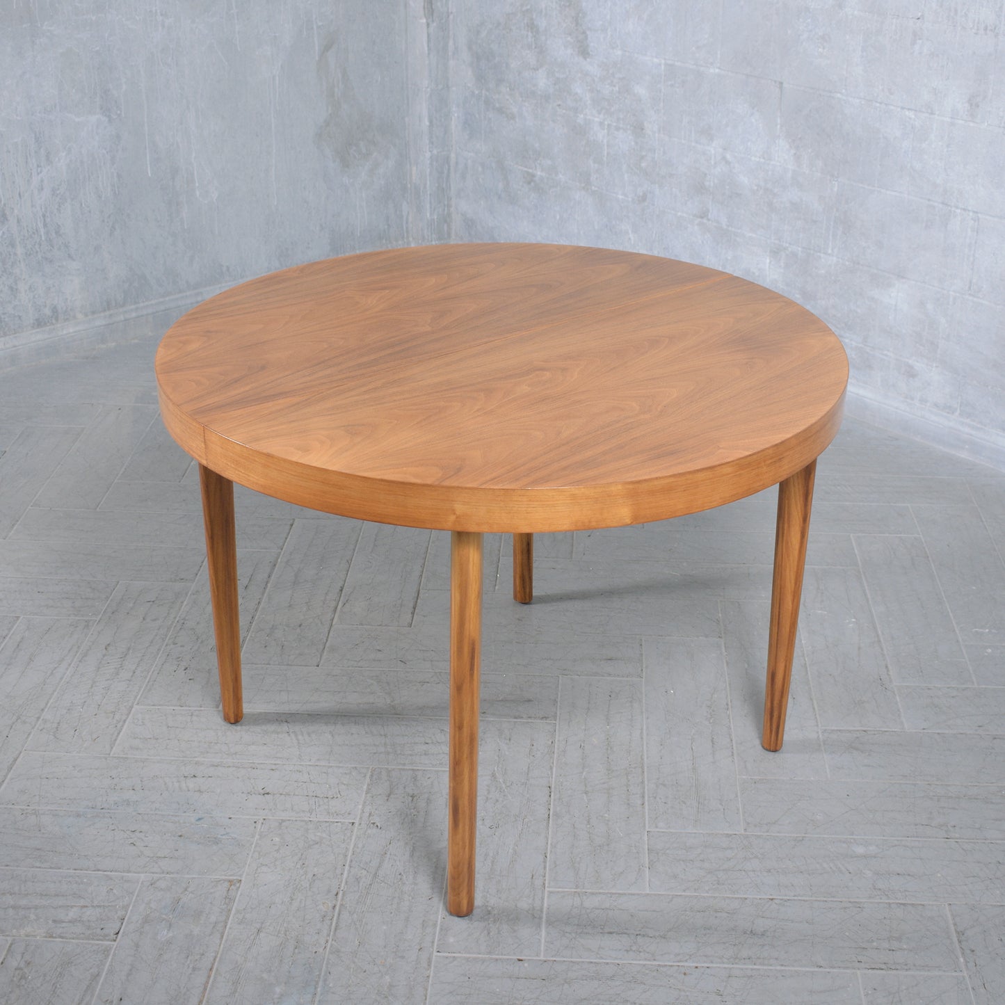 Mid-Century Modern Round Walnut Dining Table - Extendable & Restored