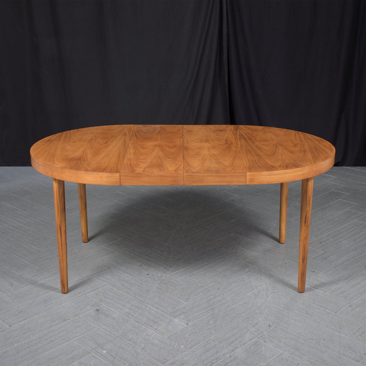 Mid-Century Modern Round Walnut Dining Table - Extendable & Restored