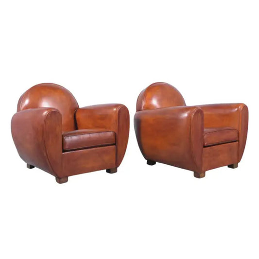 Restored Art Deco Club Chairs: 1960s French Deco Elegance