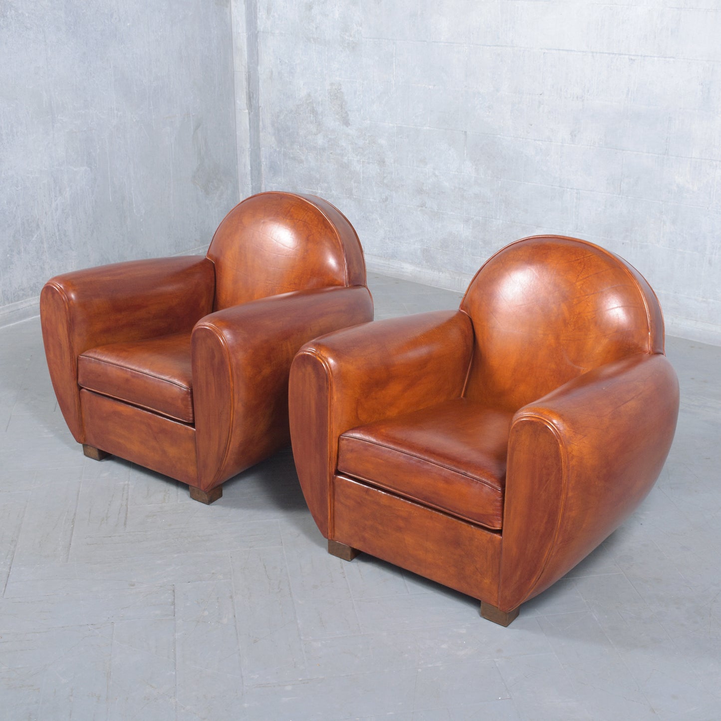 Restored Art Deco Club Chairs: 1960s French Deco Elegance