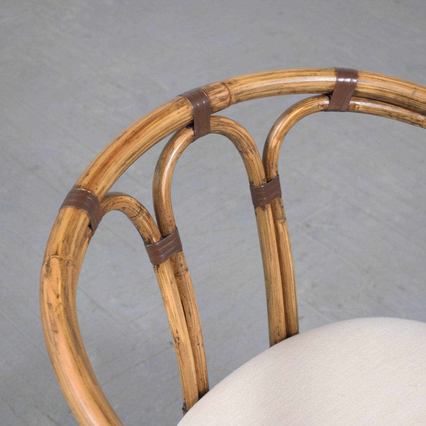 Restored Vintage Bamboo Barrel Armchairs - Set of Four