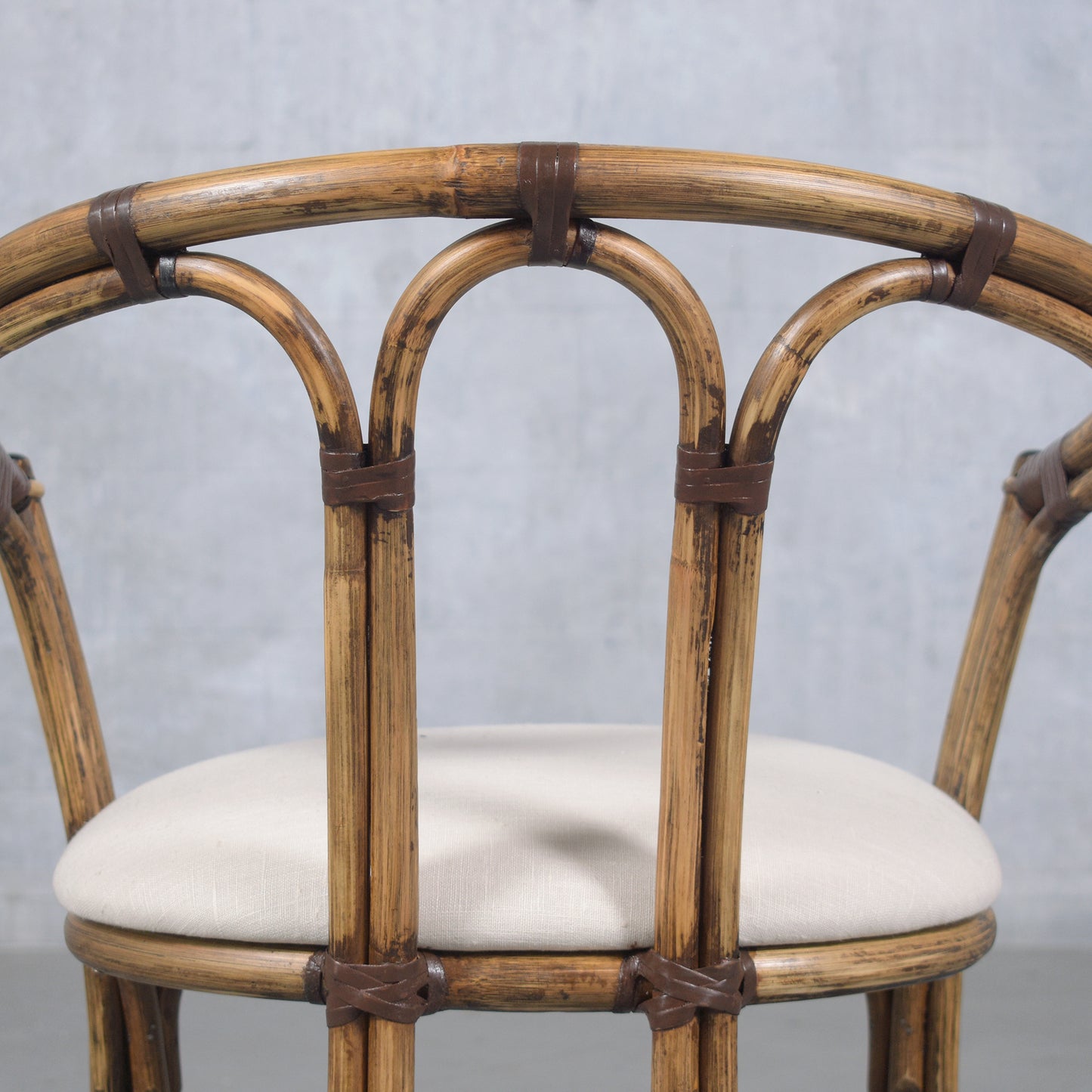 Restored Vintage Bamboo Barrel Armchairs - Set of Four