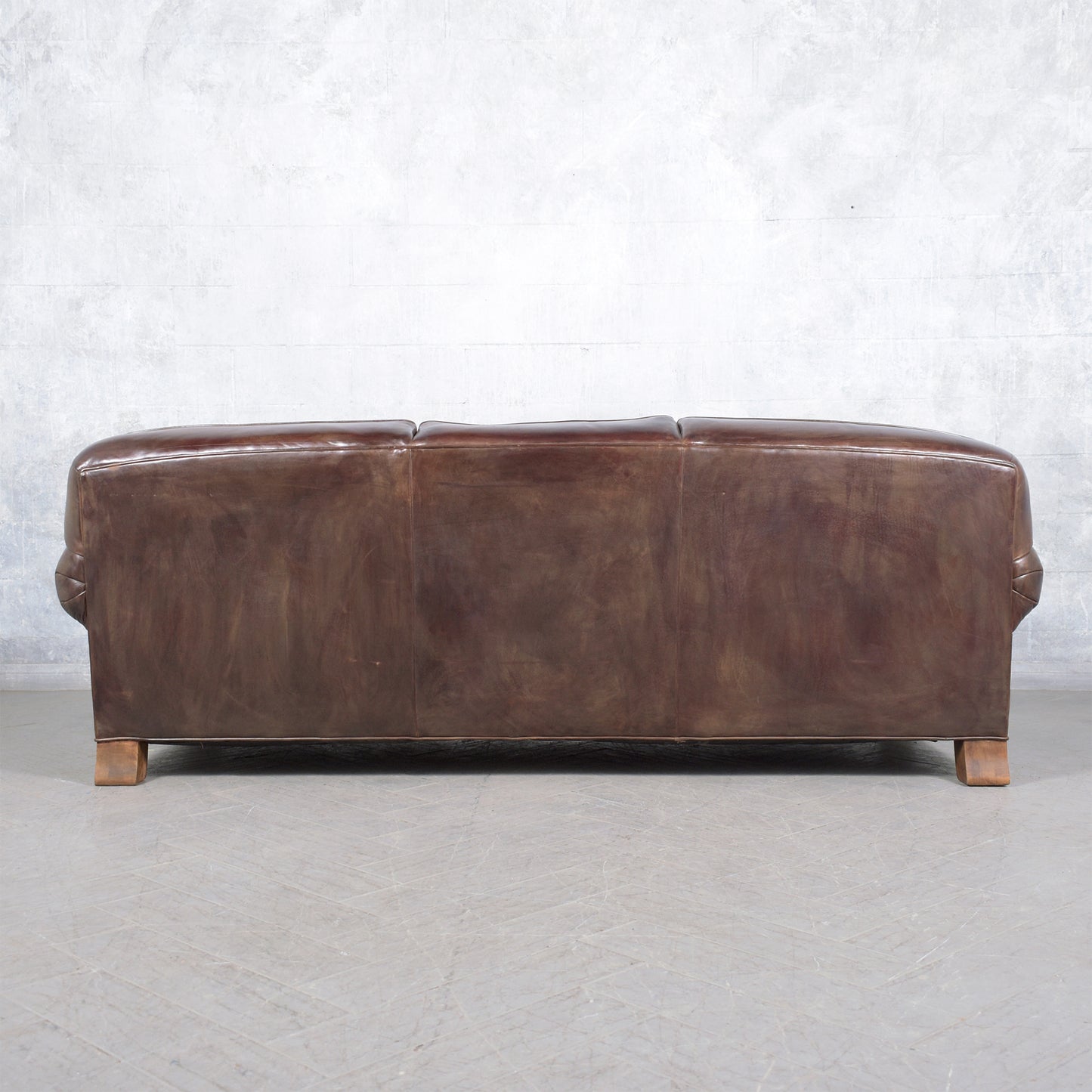 Ralph Lauren English Roll-Arm Leather Sofa in Dark Chocolate Brown