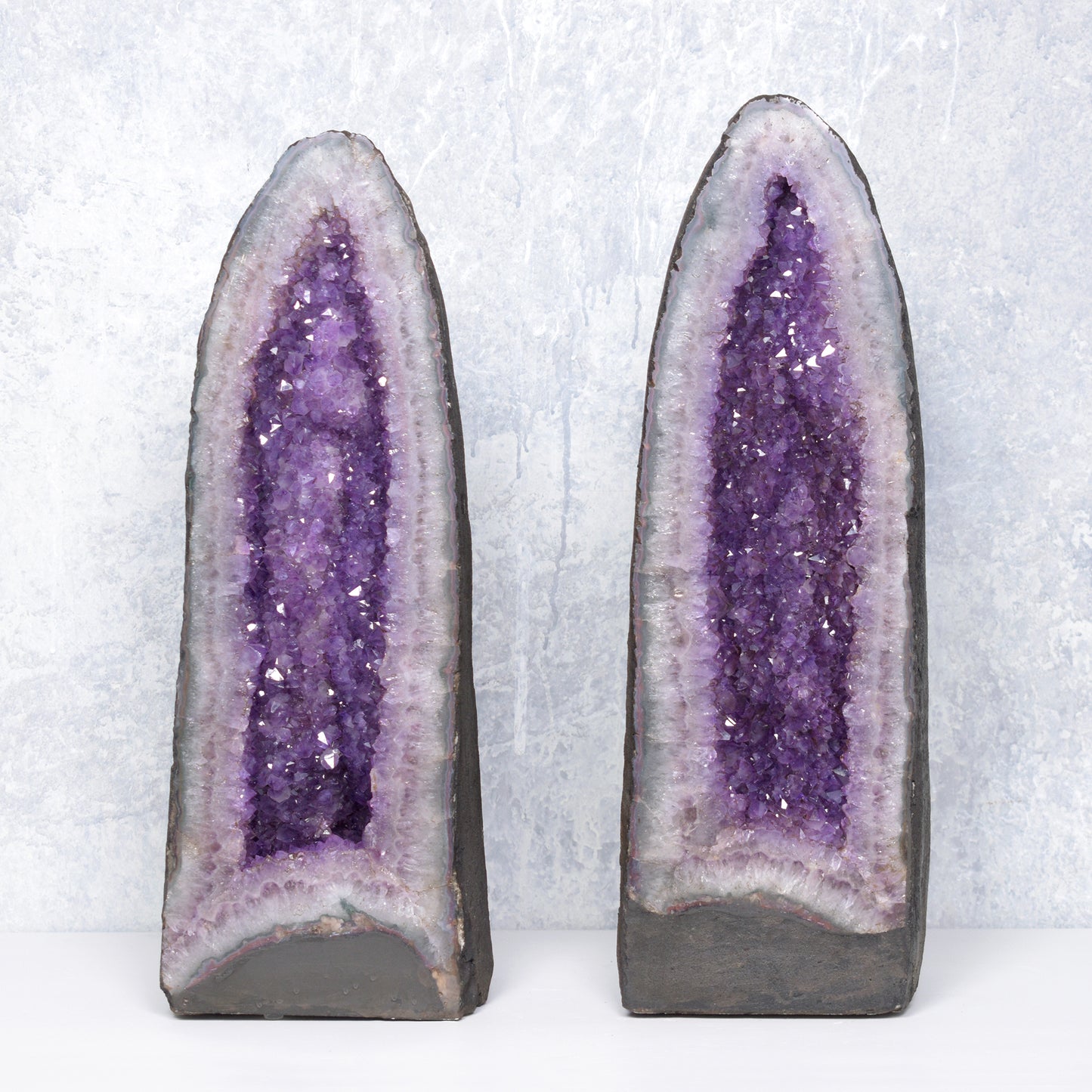 Pair of genuine Amethyst Cluster Geodes from Brazil