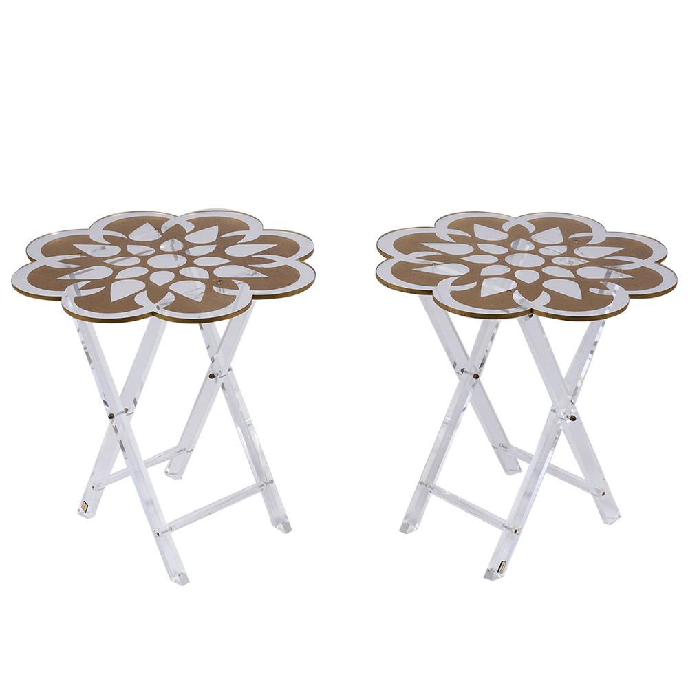 Set of Two Lucite Side Tables