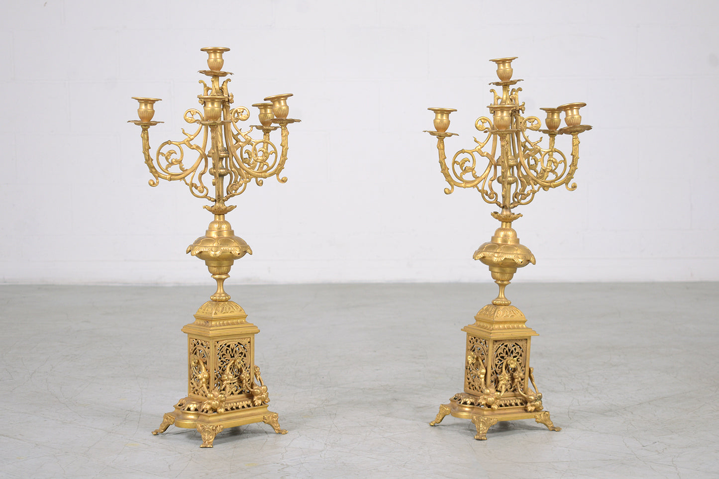Pair of French Antique Plated Candleholder