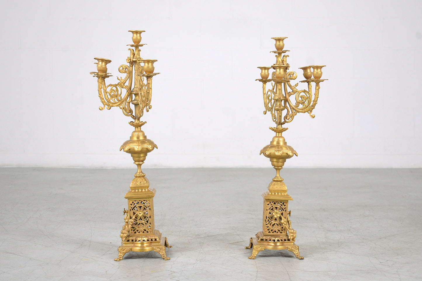 Pair of French Antique Plated Candleholder