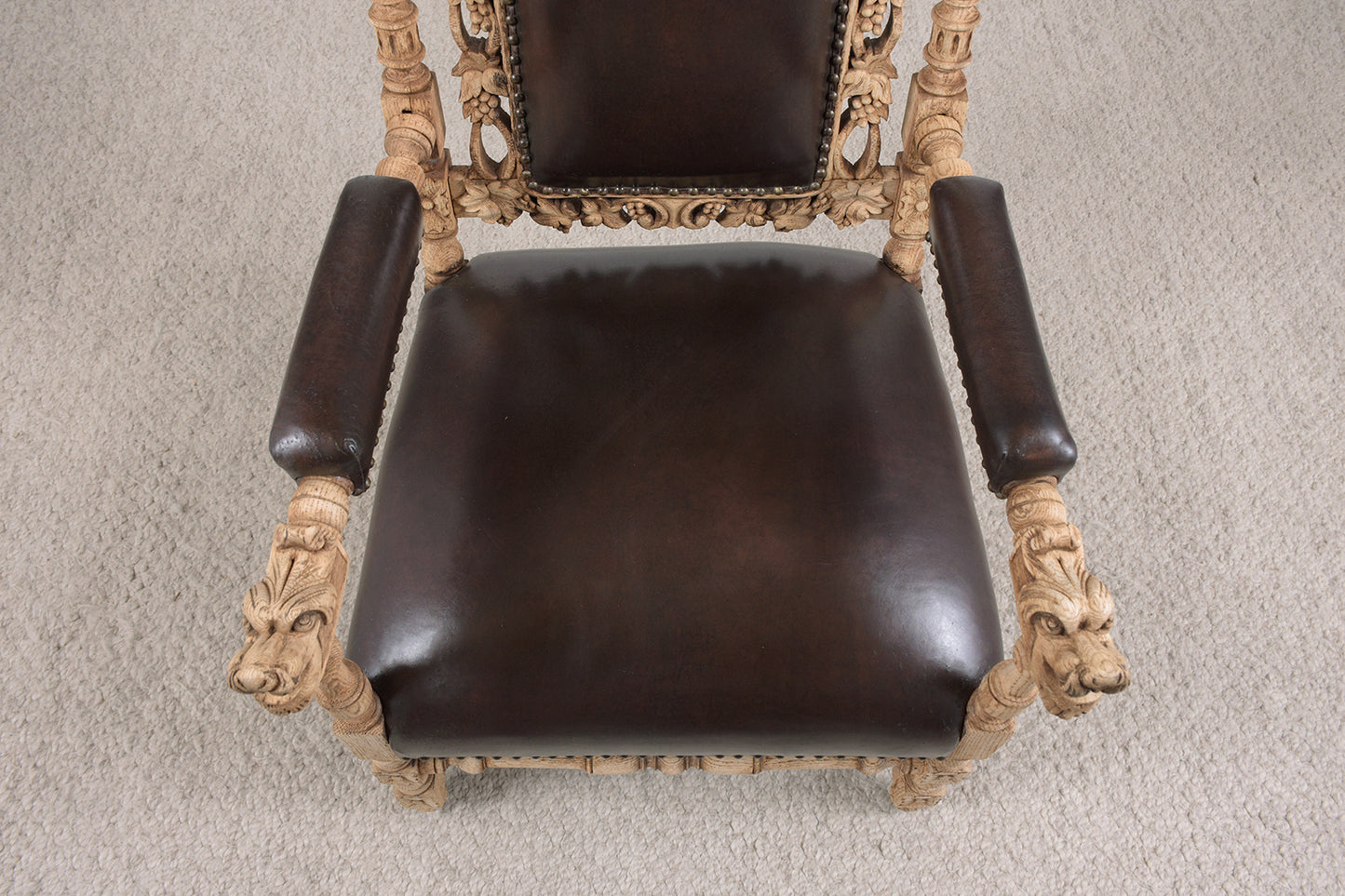 Pair of Antique French Leather Arm Chairs