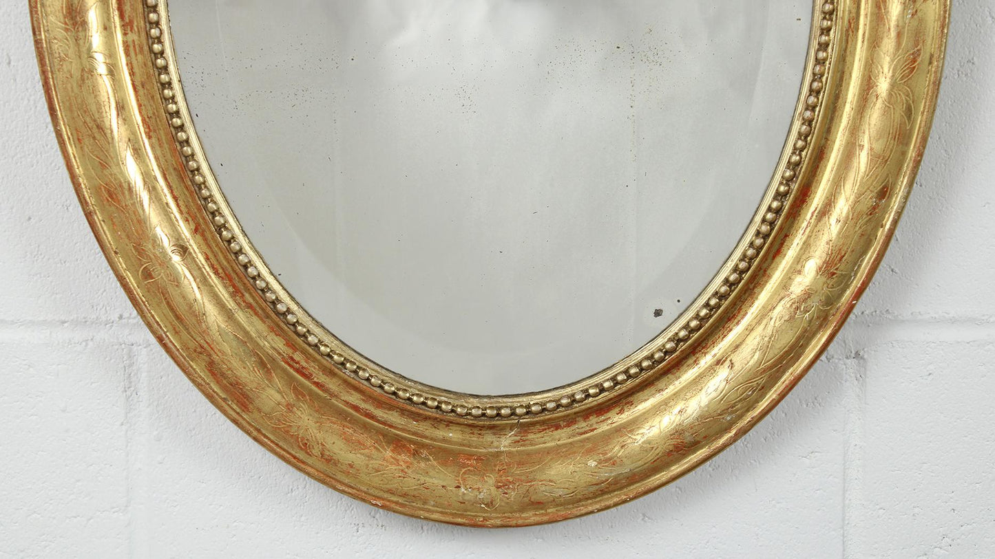 19th Century French Louis XVI Style Gilt Oval Mirror