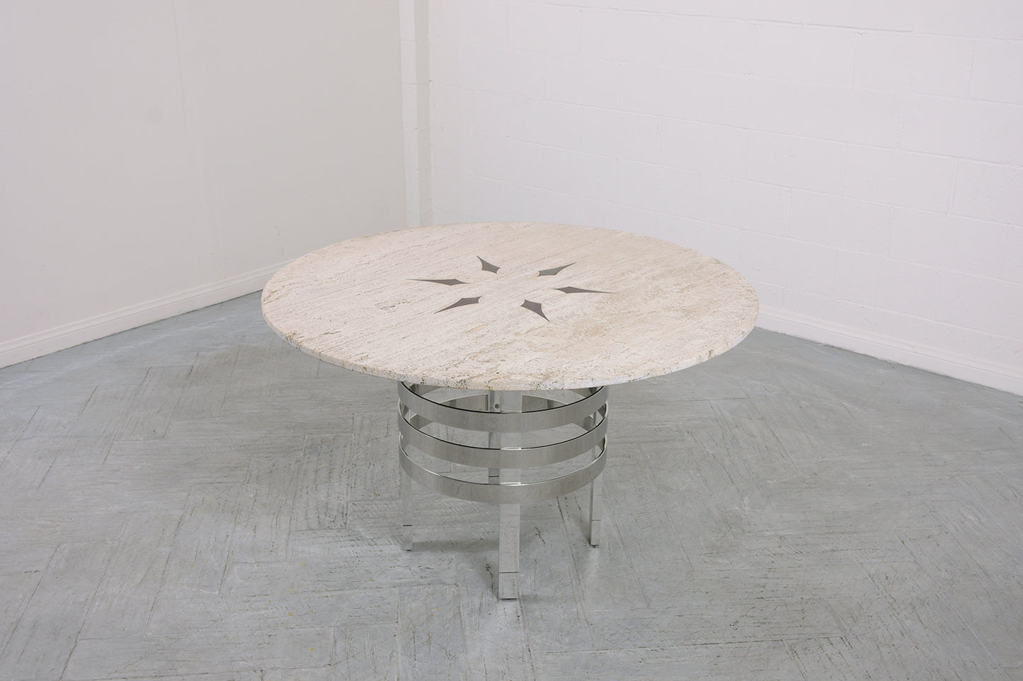 Vintage Travertine Top Dining Table