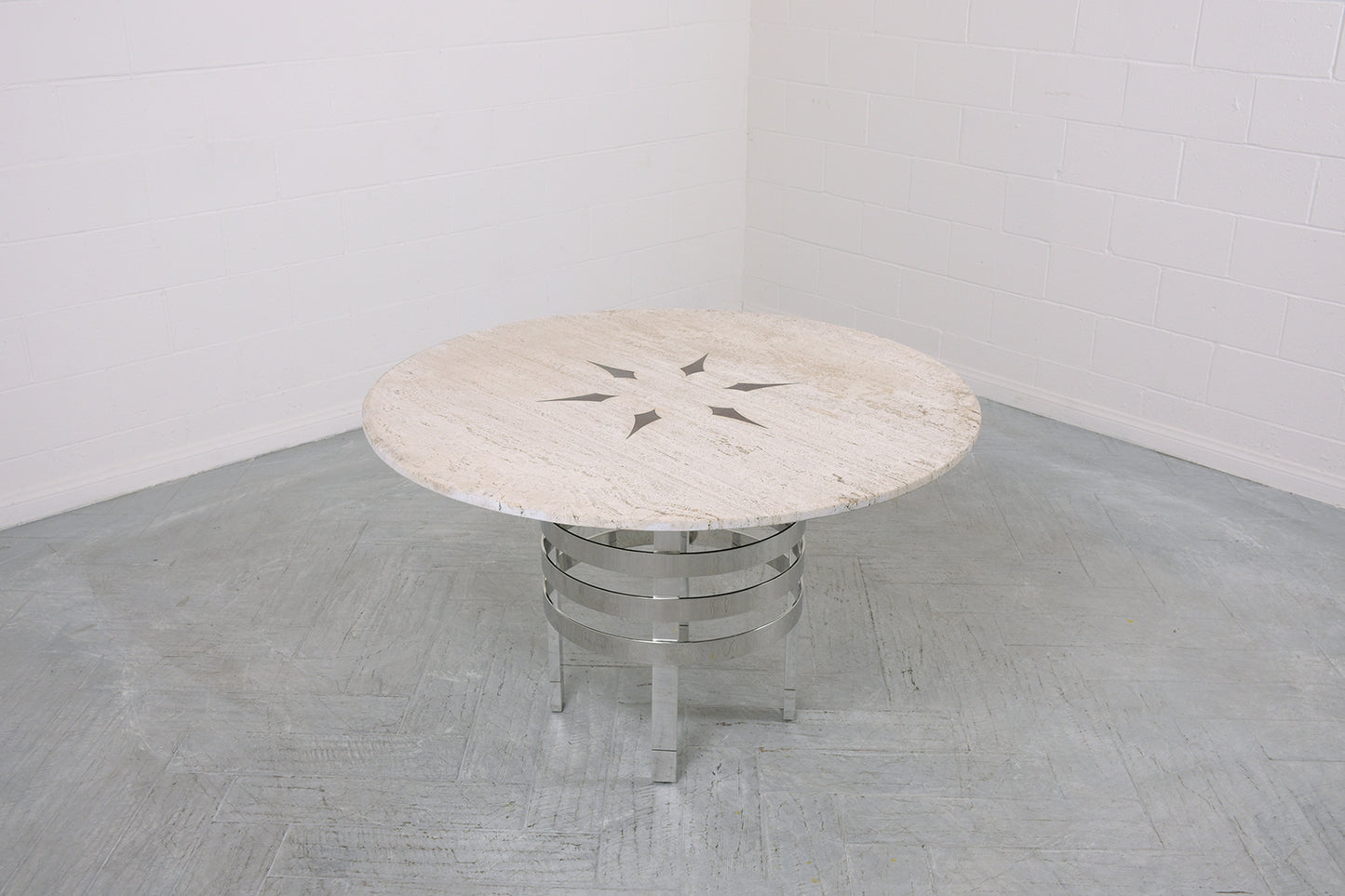 Vintage Travertine Top Dining Table