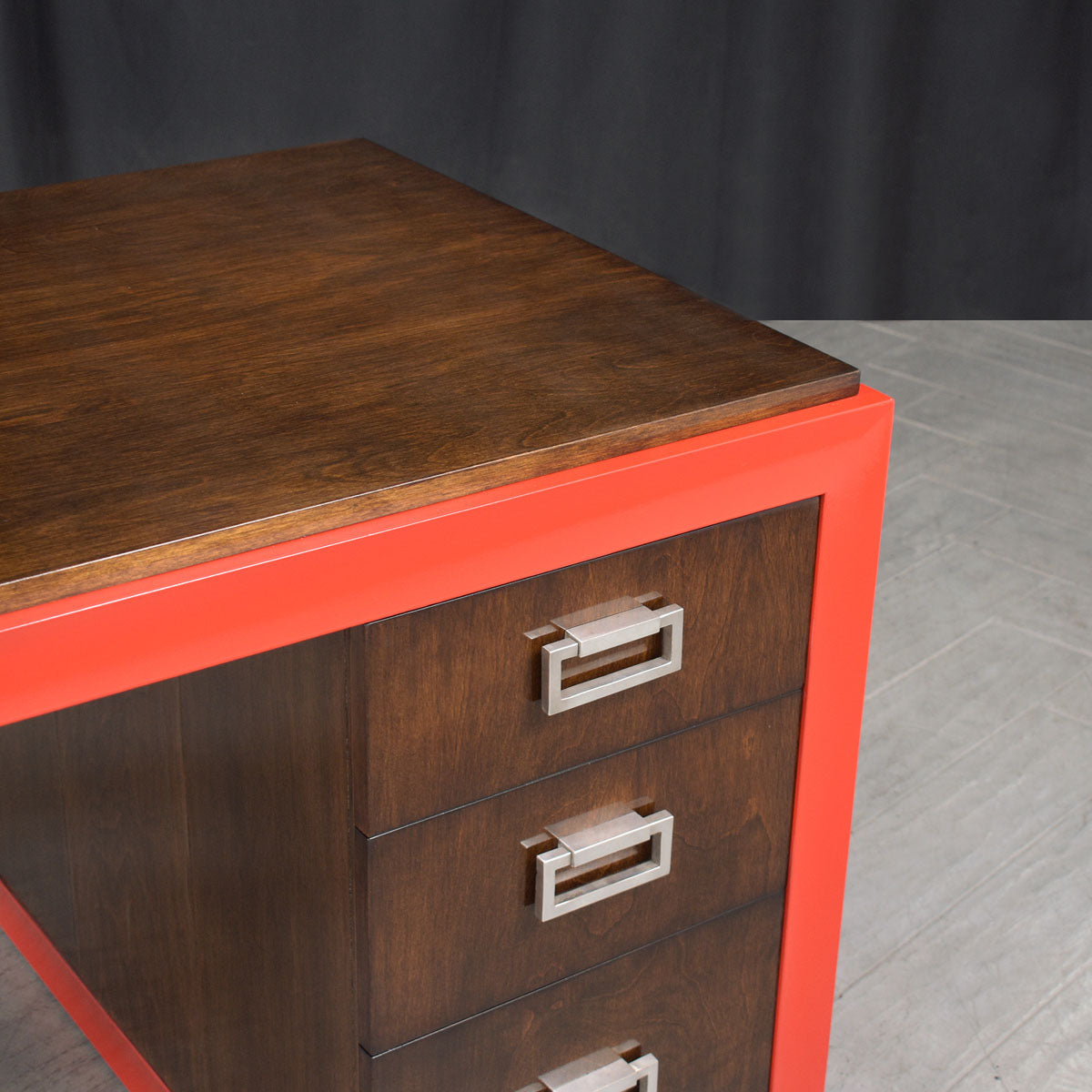 Vintage Red Mid-Century Modern Desk