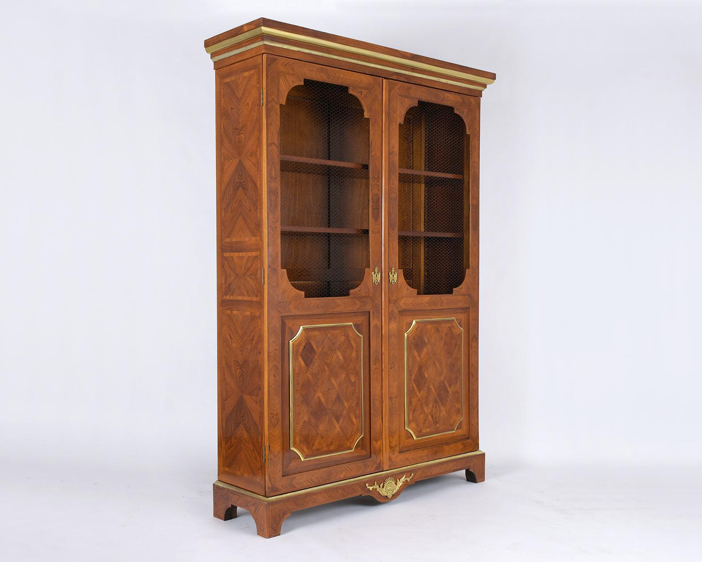 French Louis XVI Style Walnut Bookcase