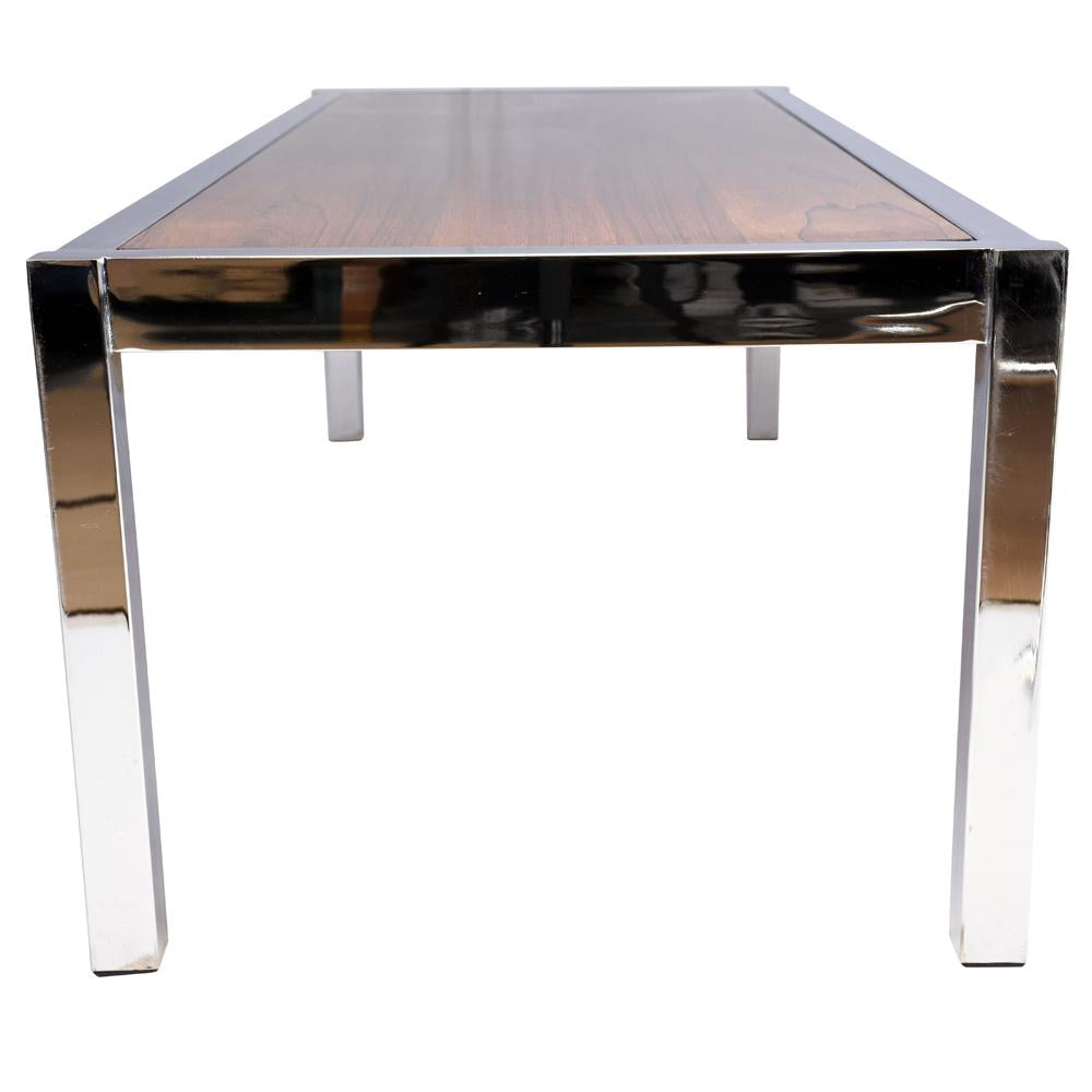 Mid-Century Modern Chrome and Wood Coffee Table