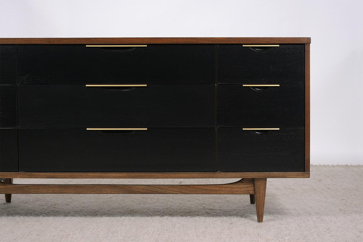 Mid-Century Elegance: Stunning Walnut Dresser with Chrome Accents