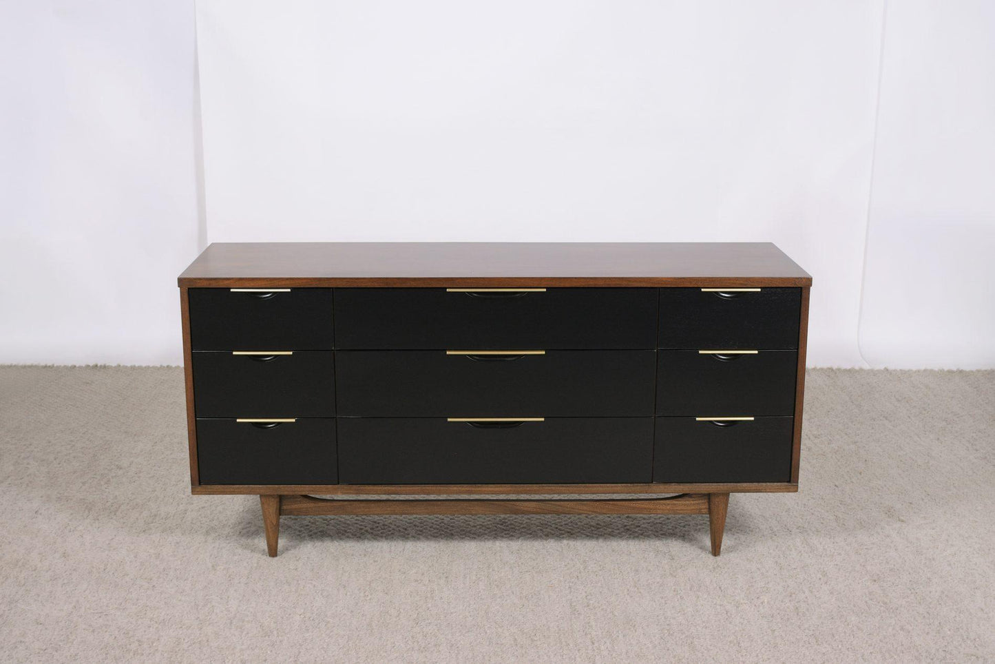 Mid-Century Elegance: Stunning Walnut Dresser with Chrome Accents