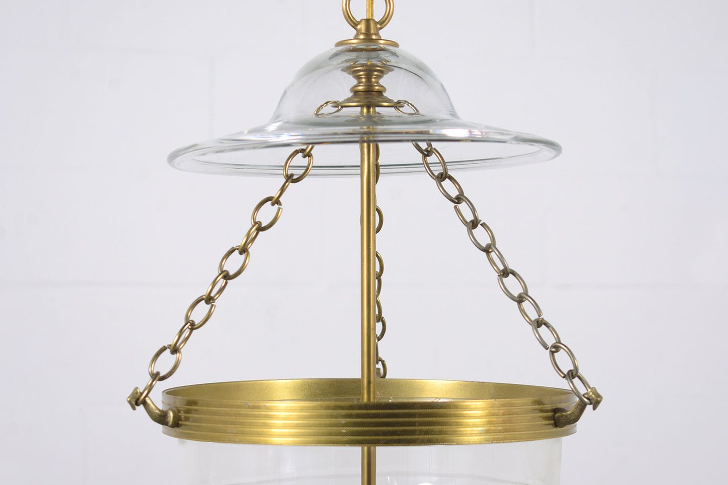 Timeless Vintage 1950s Regency-Style Brass & Glass Pendant