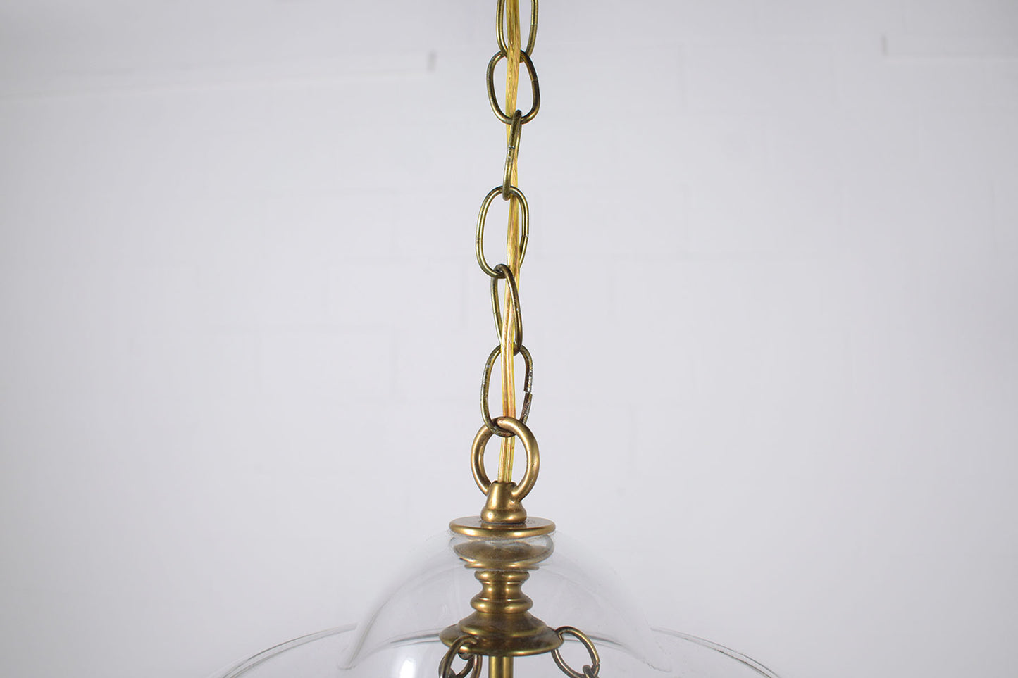Timeless Vintage 1950s Regency-Style Brass & Glass Pendant