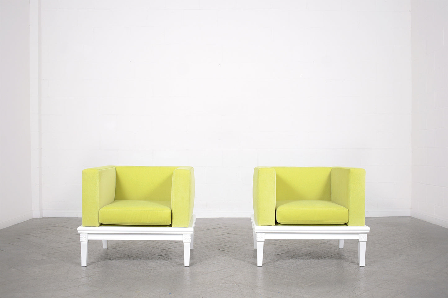 Restored Vintage Green Velvet Lounge Chairs