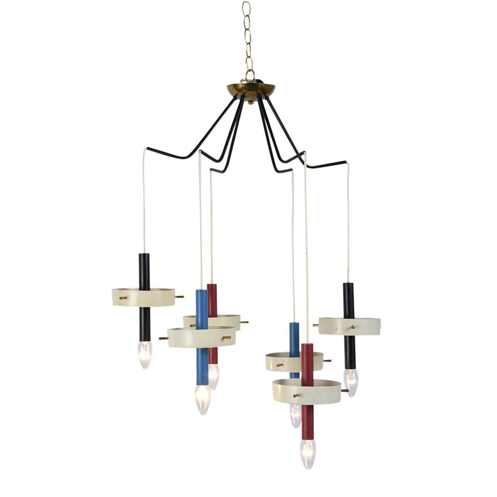 Mid-Century Modern Six Arms Painted Italian Chandelier