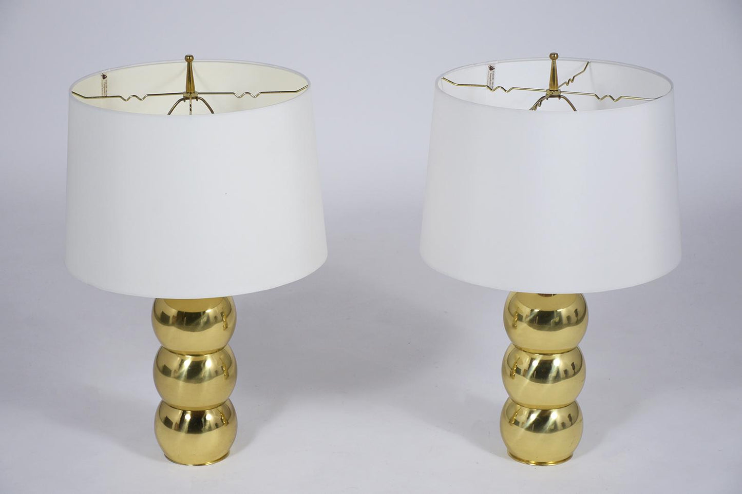 Pair of Brass Stacked Ball Table Lamps by George Kovacs