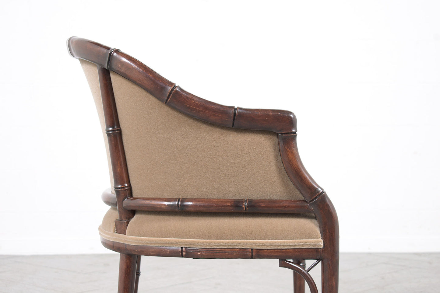 Elegant Vintage Hollywood Regency Armchairs: Bamboo-Carved and Newly Refurbished