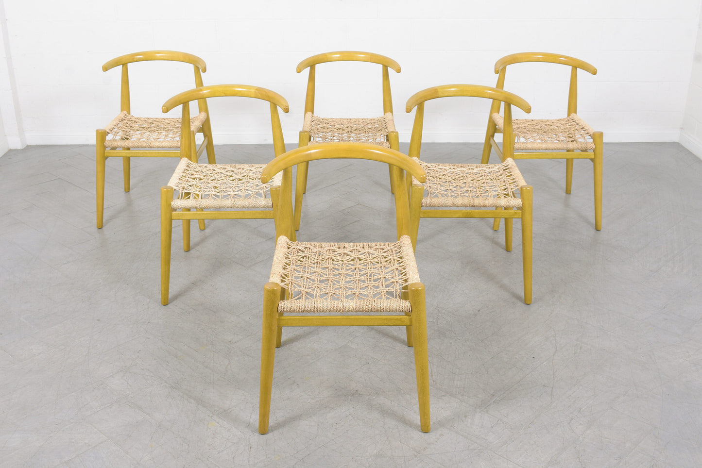 Set of 6 Vintage Teak Barrel-Back Dining Chairs