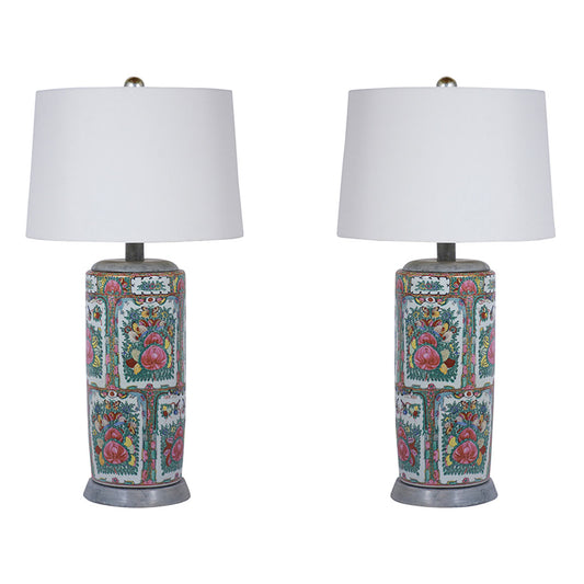 1950's Pair of Porcelain Table Lamps